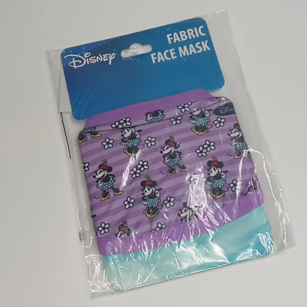 Minnie Kids Face Mask purple daisies stripes